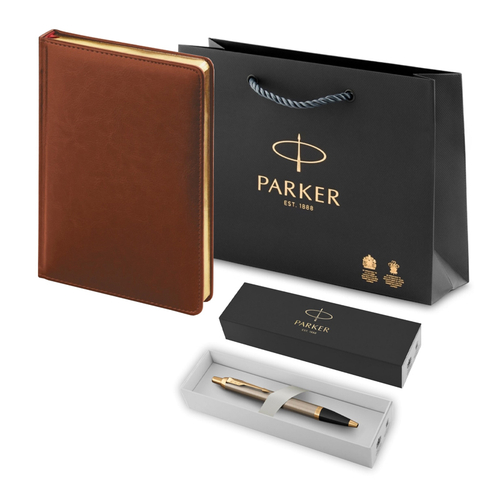 Подарочный набор: Шариковая ручка Parker IM + ежедневник, коричневый