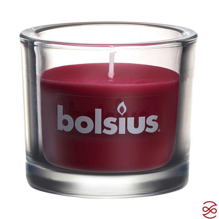 Свеча в стекле Bolsius Classic 80/92 темно-красная - время горения 29 часов