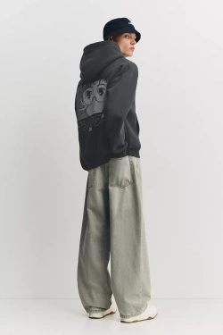 PULL&BEAR Толстовка с капюшоном Dan Da Dan, темно-серый