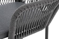 "Лион" стул плетеный из роупа, каркас алюминий серый (RAL7022) муар, роуп серый круглый, ткань серая 017