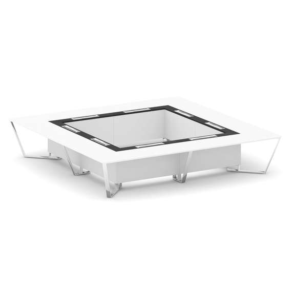 Steel Meet Стол переговорный квадратный MM-PR.B.SP-20K2 Белый Бриллиант/Графит Глянец/Нержавеющая Ст