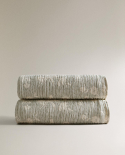 Zara Home - Жаккардовый цветочный плед, зеленый, 140x190 см