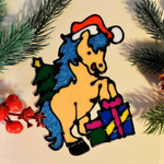 Наклейка на стекло "Лошадка с голубой гривой" 15*20см