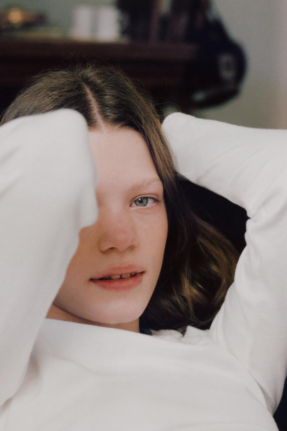 ZARA ДВОЙНАЯ ФУТБОЛКА ИЗ МОДАЛА, БЕЛЫЙ