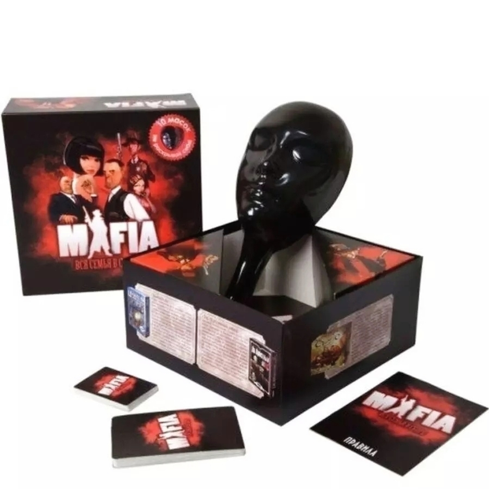 Настольная игра Большая Мафия - вся семья в сборе, карточная игра, 10 масок (2- издание) большая версия