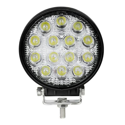 Фара рабочего света Диод круглая ф 8,5x1,9см с кронштейном 14LED рифленое стекло 10.5W (10-30V)