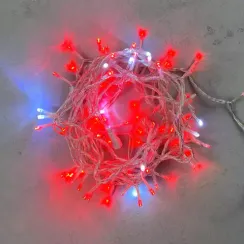 Светодиодная гирлянда с белым бликующим диодом 10 м, 220-230V., 100 красных LED ламп, прозрачный ПВХ, LTC (PST100BLW-10-2R)