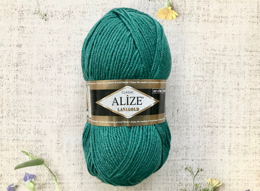 Пряжа ALIZE "Lana Gold Classic". 507 античный зеленый