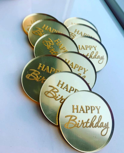 Медальон «happy birthday”, 4 см - 10шт