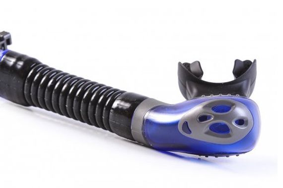 Трубка с клапаном Sargan Бетта Синяя Черный силикон Черный верх