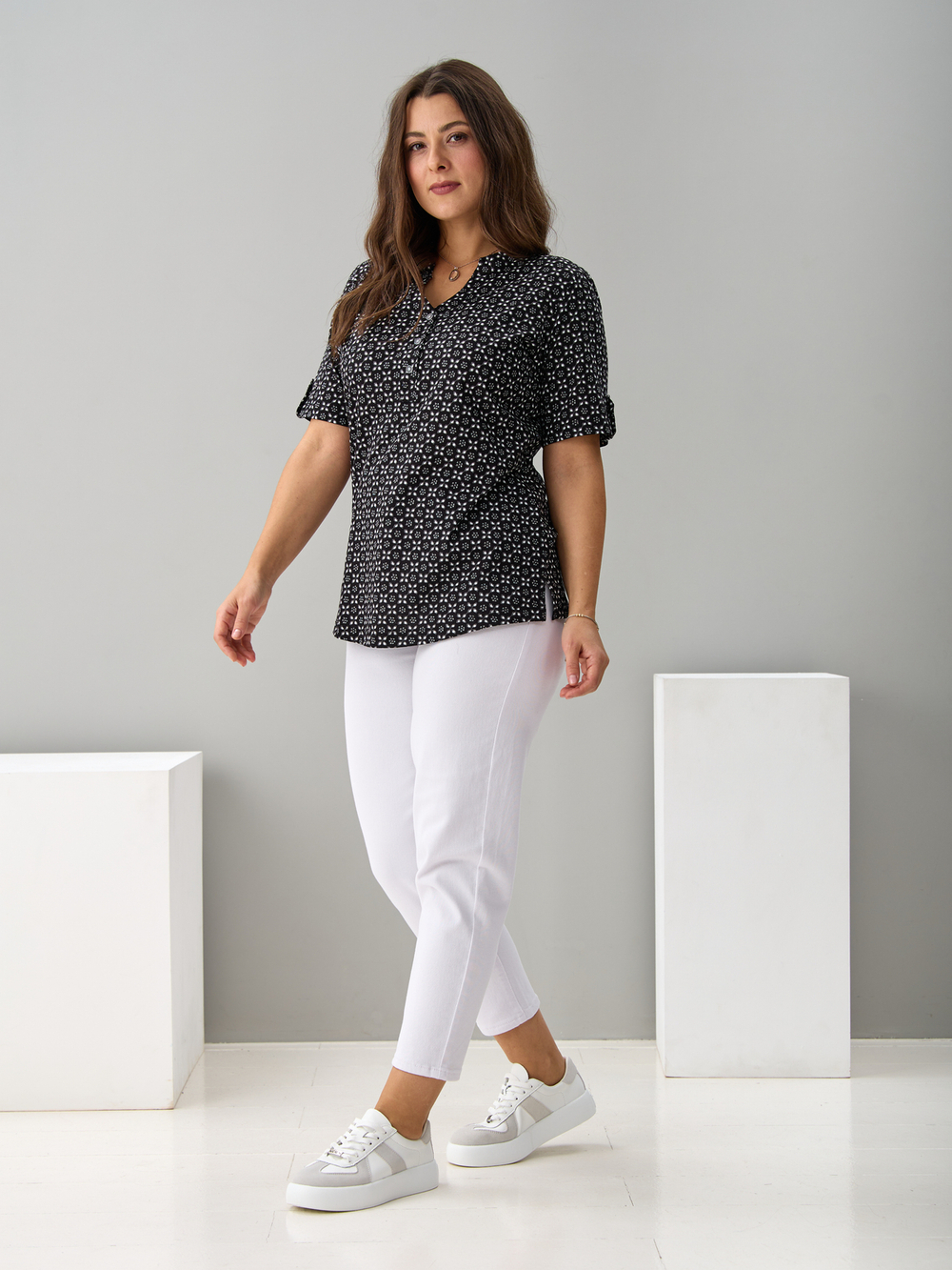 Блузка БЛ-122/ришелье-черный