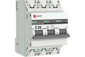 Автоматический выключатель ВА 47-63, 3P 25А (C) 4,5kA EKF PROxima mcb4763-3-25C-pro