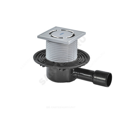 Трап регулируемый с гидрозатвором Дн 40/50 с нержавеющей решёткой 115х115мм горизонтальный выпуск HL HL510N