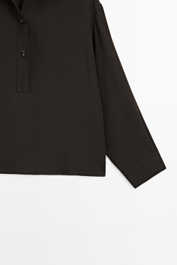 Massimo Dutti Рубашка с драпированными пуговицами, шоколадно-коричневый