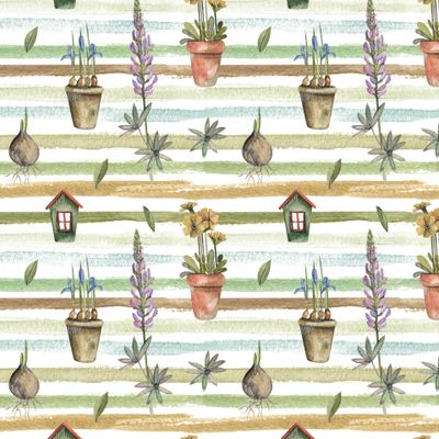 цветы в горшках паттерн