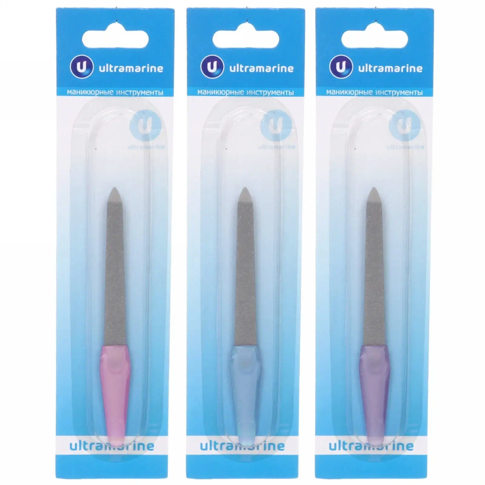 Пилка для ногтей металлическая на блистере «Ultramarine», цвет ручки микс, цвет пилки серебро,12,7см