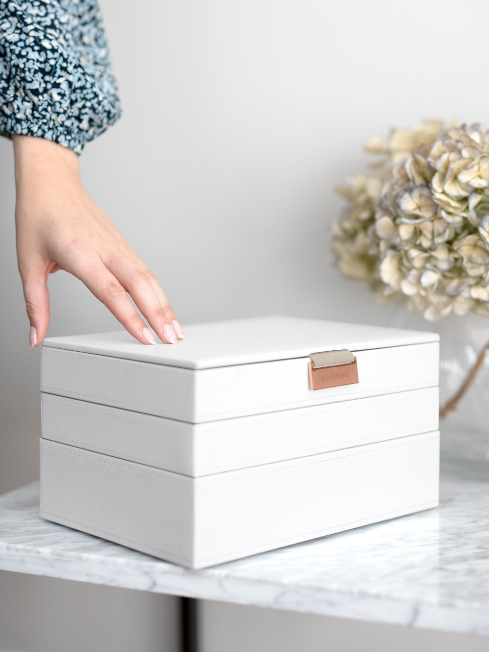 Органайзер для украшений и часов Stackers Classic Jewellery Box, 3 секции -Dove Grey & Rose (Navy Blue / темно-синий / Navy Blue / Органайзер с крышкой)