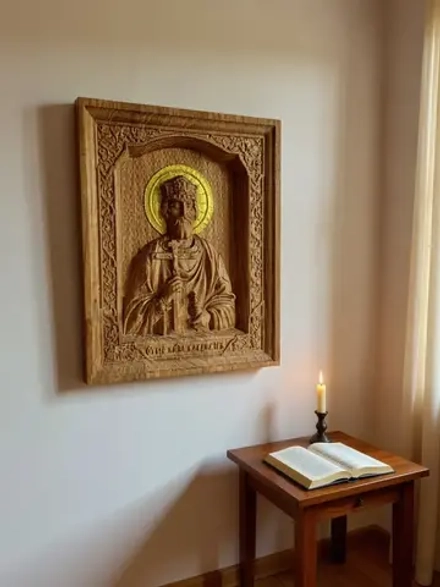 Освященная Икона князя Владимира резная из дуба 17х14 см