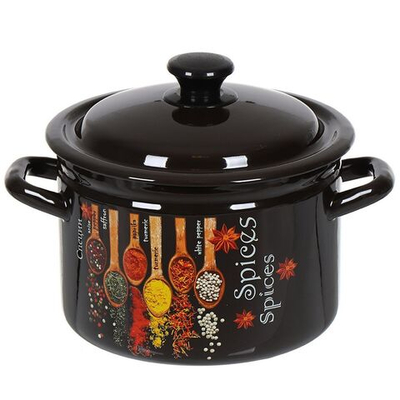 Кастрюля сталь, эмал, 4 л, с крыш, крышка сталь, с декором, Керчь, Карри, 41704-142/6-У4, корич