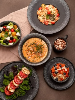 Тарелки 6 салатников глубоких матовых для супа фарфор 16 см