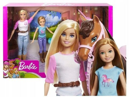 Кукла Barbie Mattel Набор для верховой езды с двумя куклами Барби и лошадью GXD65