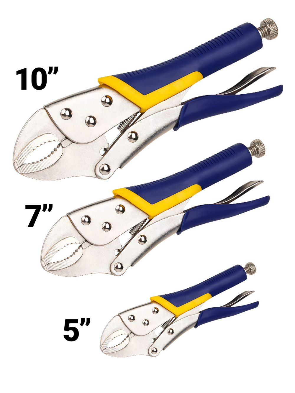 Клещи зажимные, с фиксатором, 3 шт. Клещи зажимные, набор 5,7,10 дюймов.