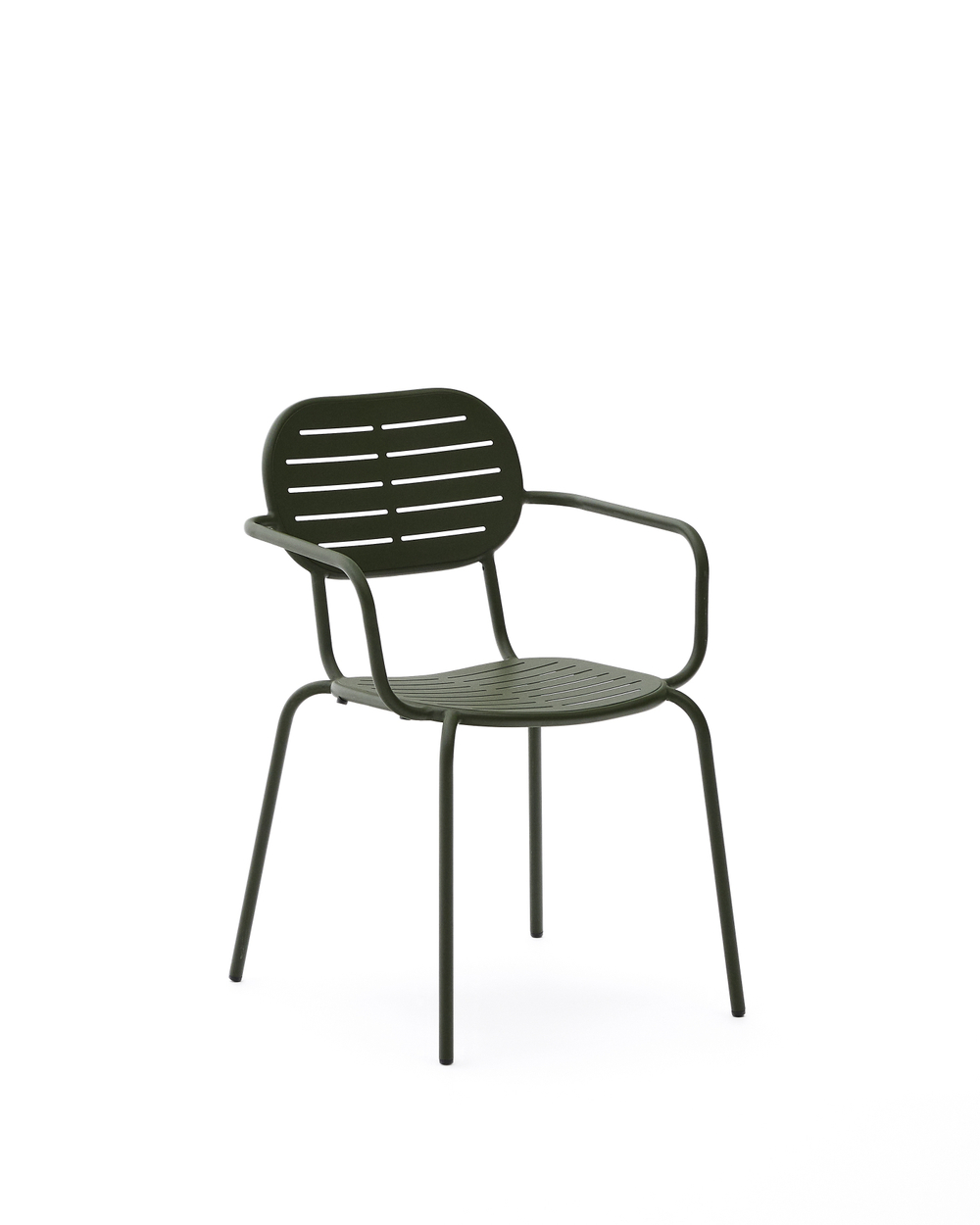 Стул для улицы Brai с подлокотниками из оцинкованной стали зелёного цвета