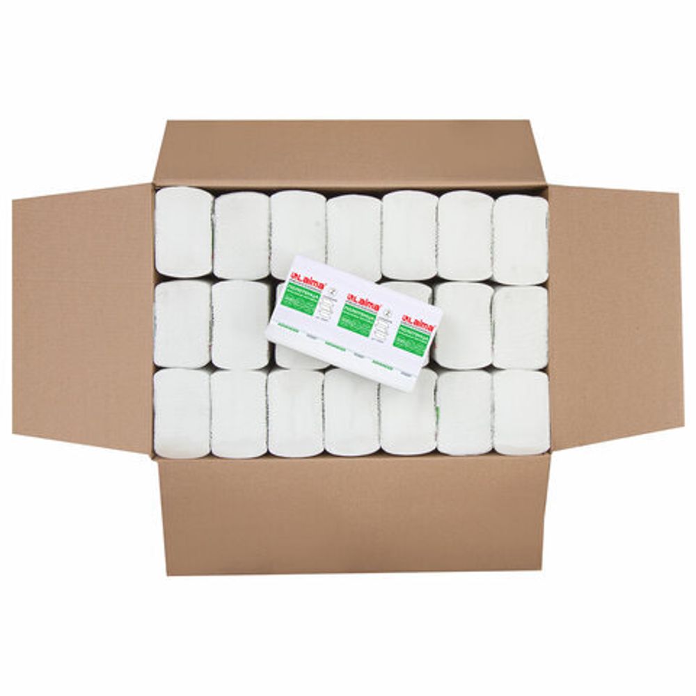 Полотенца бумажные 200 шт., LAIMA (H2) ADVANCED, 2-слойные, белые, 21 пачка, Z-сложение, 111337