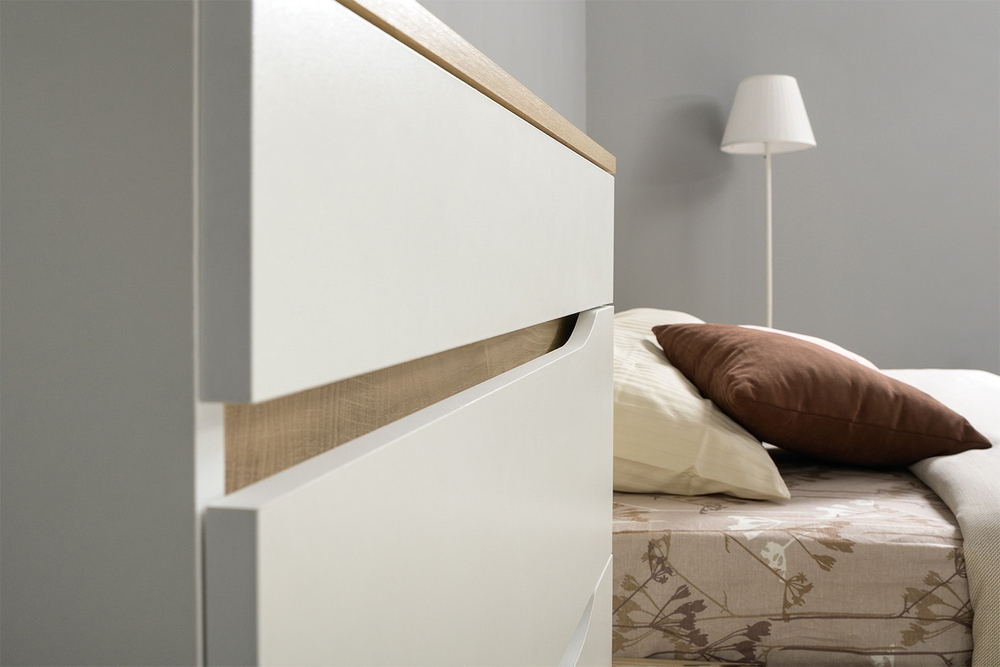 Комод Муссон 13.97, Белый шагрень, Дуб эндгрейн