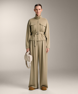 Oysho Куртка с ремнем из мягкой ткани с модалом, бежево-зеленый