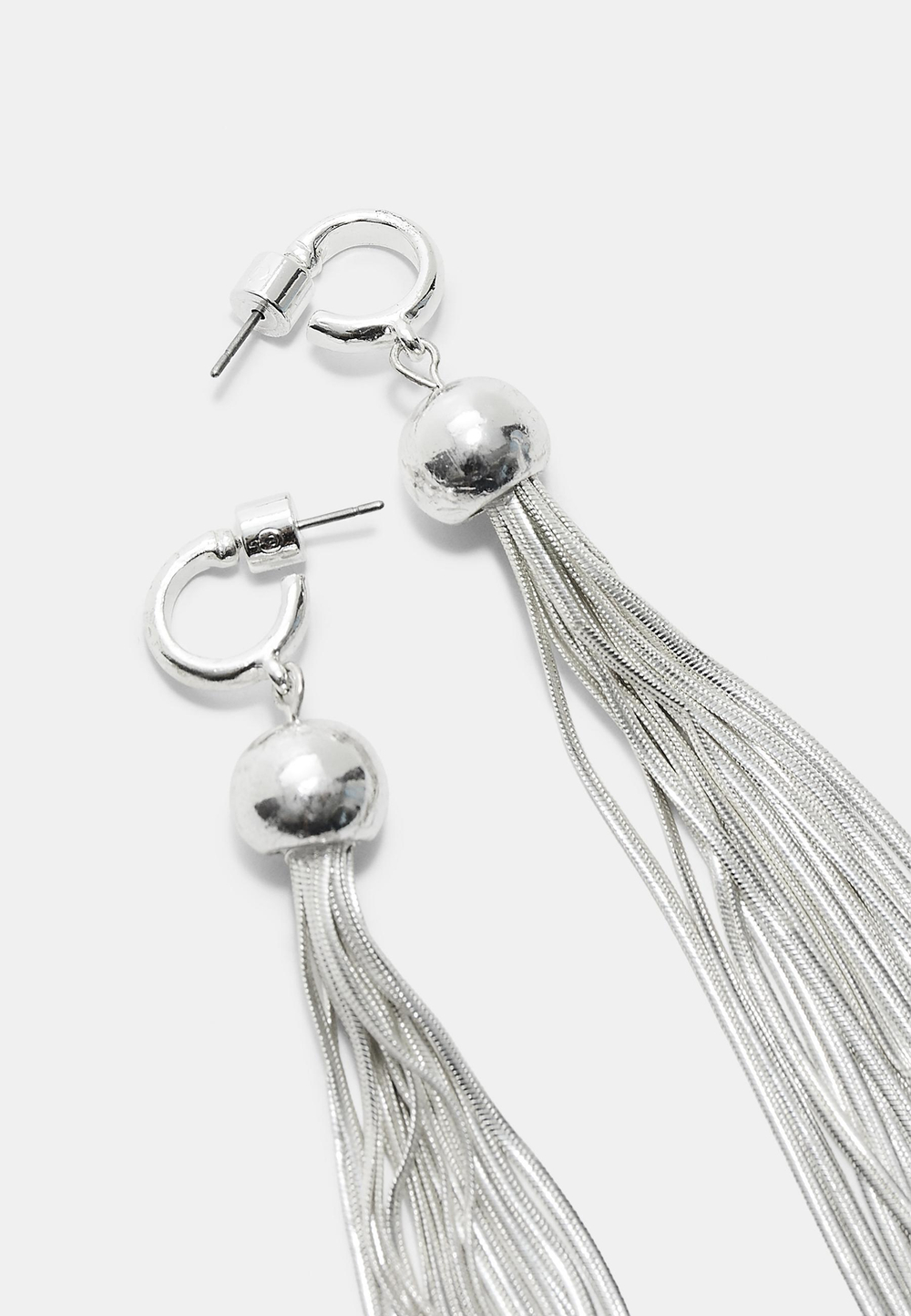 STRADIVARIUS Длинные серьги-кольца с металлической кисточкой, серый