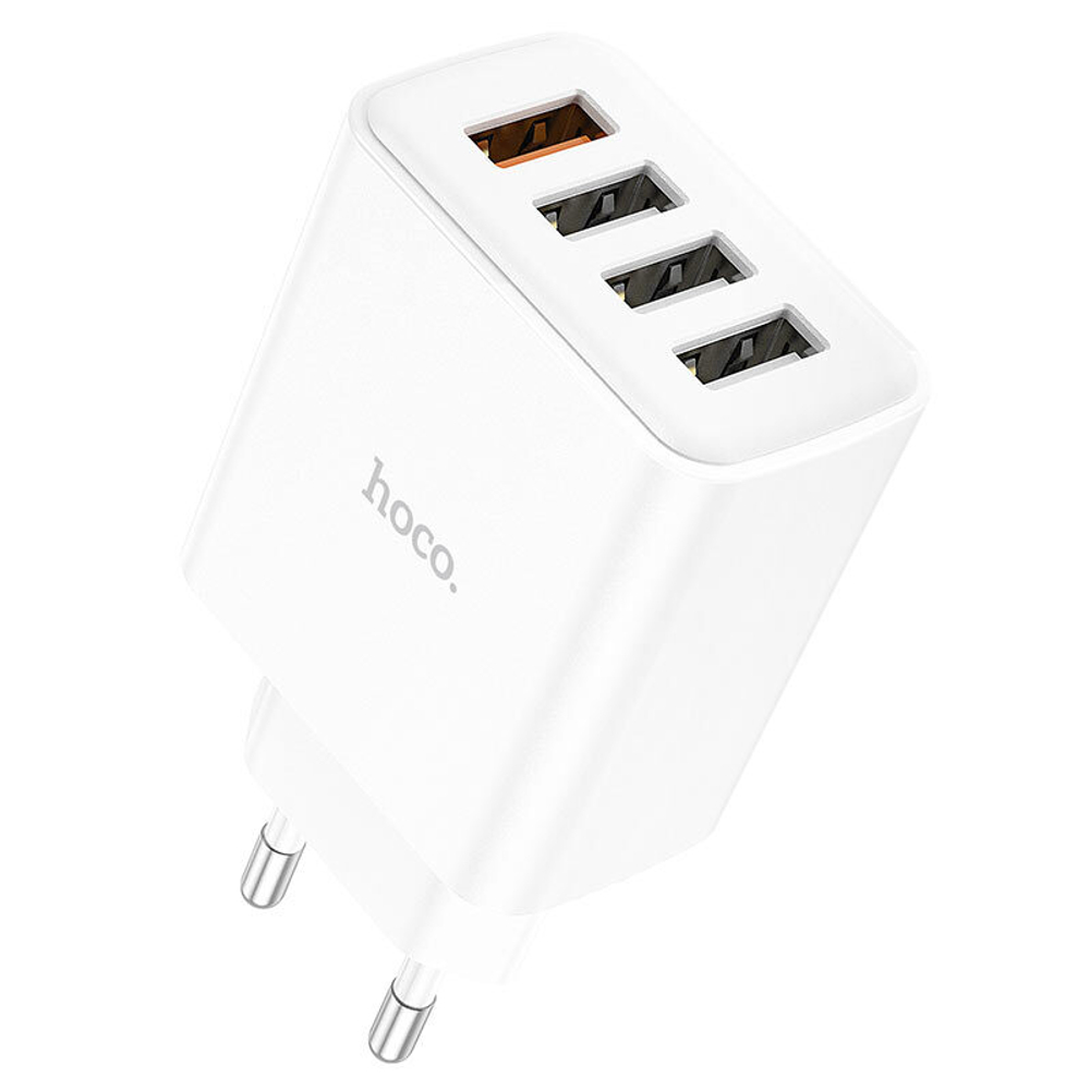 Сетевой адаптер питания HOCO C102A 4USB QC 3.0 (белый)