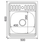 Мойка 50х60 (0,6) вып 3 1/2 MIXLINE 16см  с сифоном ДЕКОР