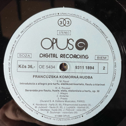 Винтажная виниловая пластинка LP Claude Debussy Дебюсси, Maurice Ravel Равель, Albert Roussel French Chamber Music Французская Камерная Музыка (Чехословакия 1988)