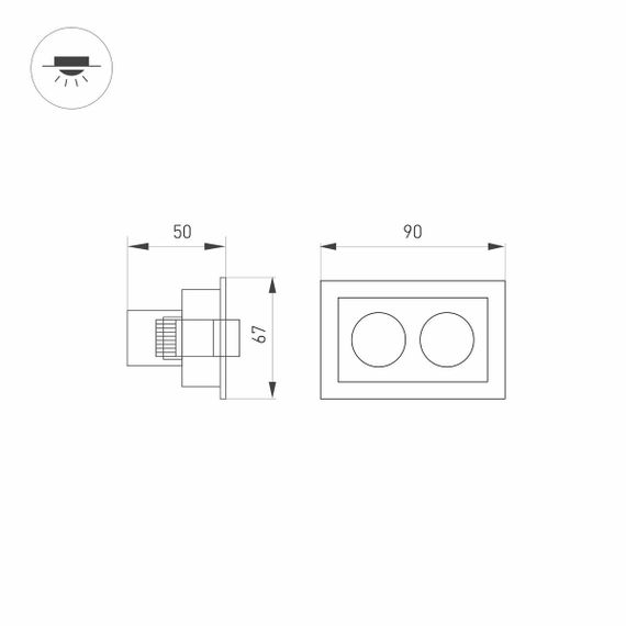Встраиваемый светодиодный светильник Arlight MS-Orient-Built-Turn-TC-S67x90-5W Warm3000 034876