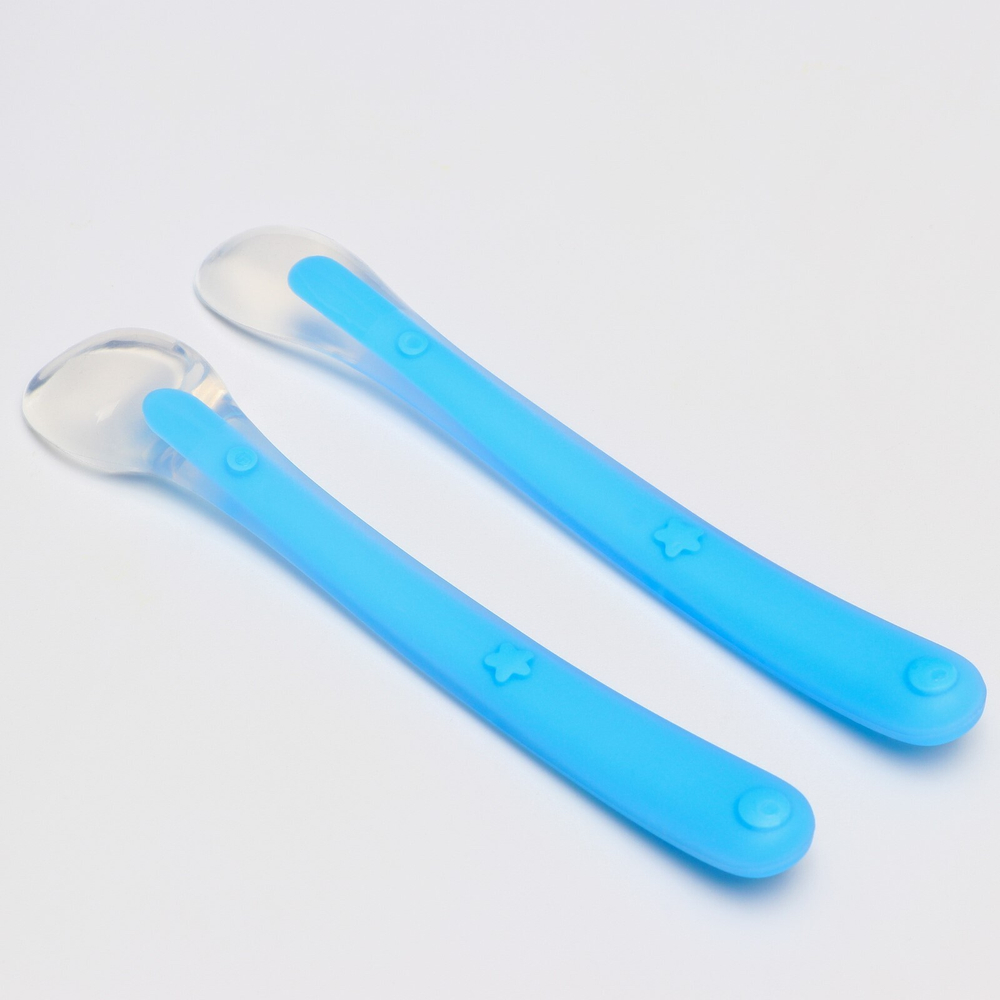 Набор силиконовых ложек для кормления, 2 шт., цвет голубой   6939991