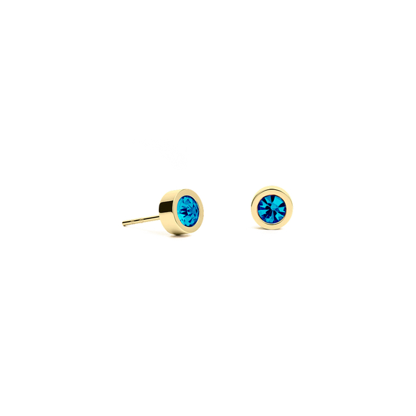Серьги пусеты Fiore Luna Aquamarine 5х2,5 мм SWE125 AQ G