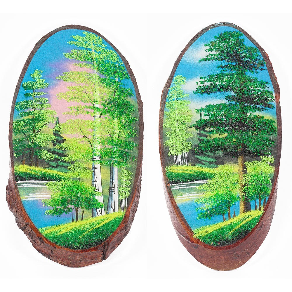 Панно на срезе дерева "Лето" вертикальное 35-40 см R112230