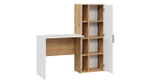 Стол письменный с полками и шкафом Дуб Крафт золотой/Белый Ясень 133,4х50х135 см