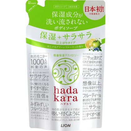 Мыло жидкое для тела увлажняющее Lion Япония Hadakara, зеленые фрукты, 340 мл