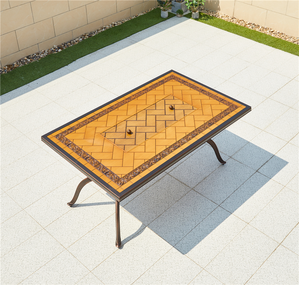 Обеденный комплект из литого алюминия стол Барбекю-1 (151,5х94х73см) арт.6139 + 6 кресел ФИНЛЯНДИЯ «FINLAND» арт.74274