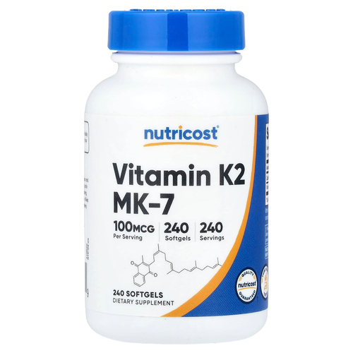 Nutricost, витамин K2 MK-7, 100 мкг, 240 капсул