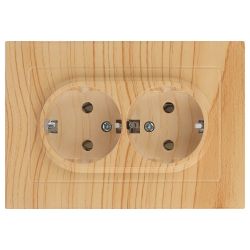 Розетка Intro Accent 6-205-11 двойная с заземлением 2X2P+E Schuko 16А-250В IP20 СУ AL/CU сосна