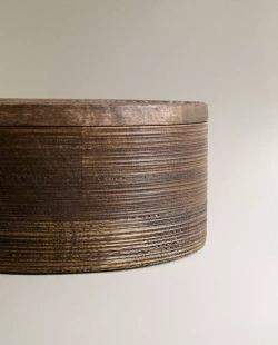 ZARA HOME КРУГЛАЯ ДЕРЕВЯННАЯ ШКАТУЛКА, КОРИЧНЕВЫЙ