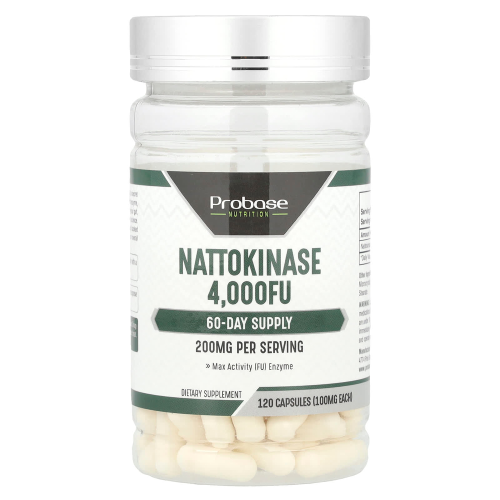 Probase Nutrition, Наттокиназа, 120 капсул (100 мг на капсулу)