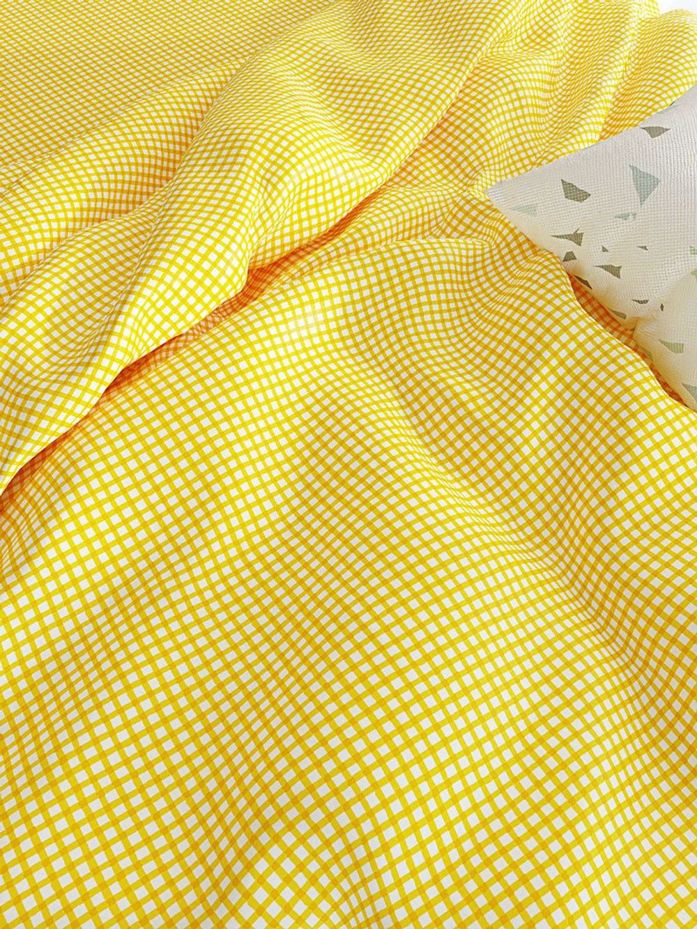 Простынь на резинке Сказка "Желтая клеточка" 160х200 см, перкаль