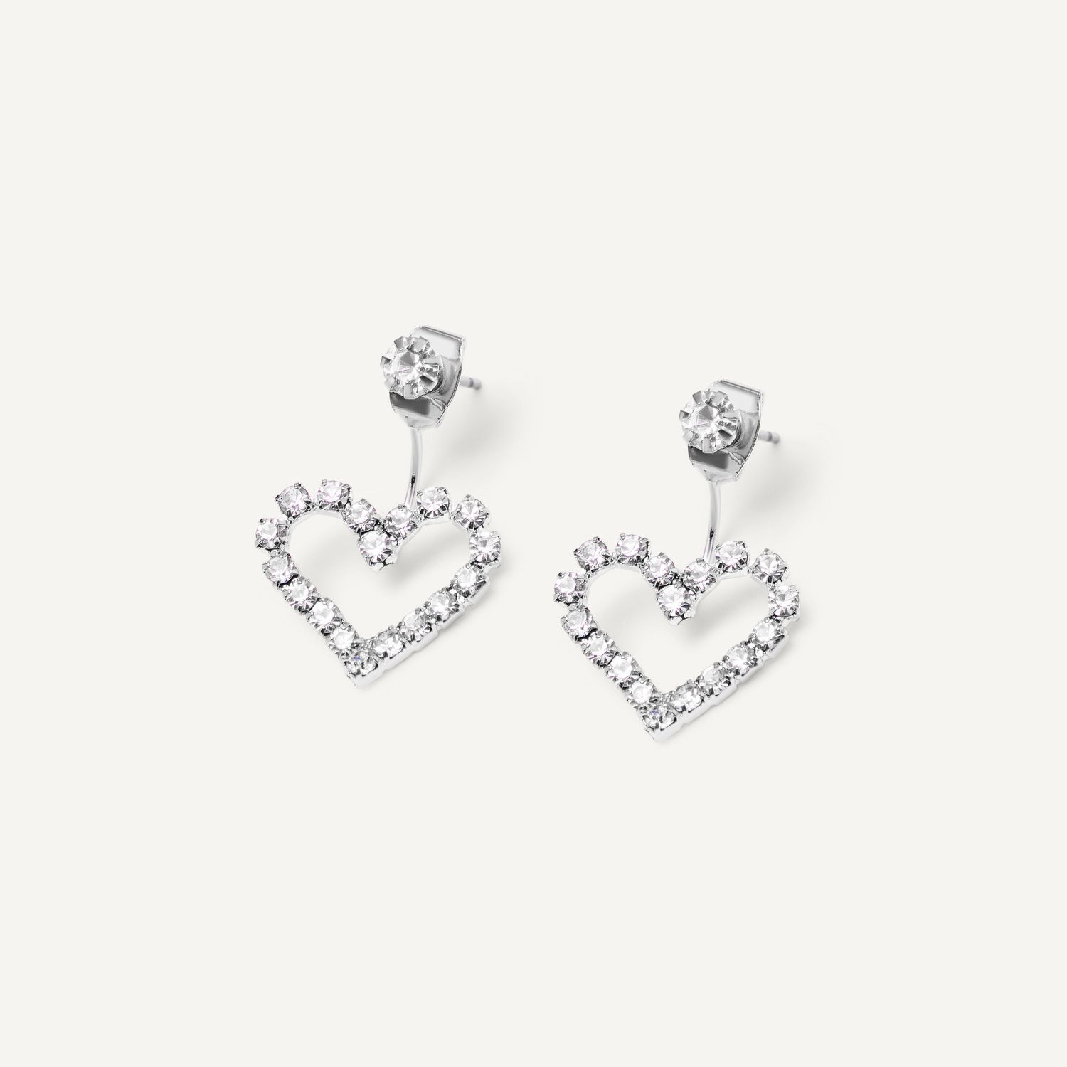 Серьги Sparkly Heart Earrings - Silver