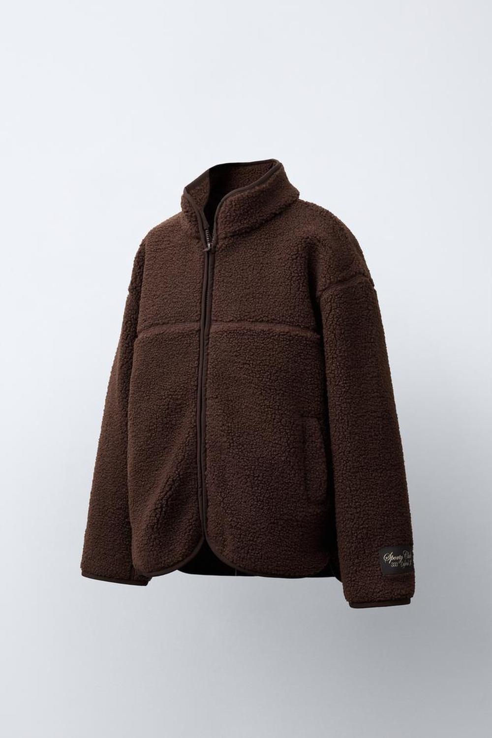 ZARA КУРТКА ИЗ ИСКУССТВЕННОЙ ОВЧИНЫ С ОТОРОЧКОЙ, КОРИЧНЕВЫЙ