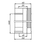 Дымоход сэндвич Ф130(430/0,5)х200(430/0,5) Д=500мм (Коракс)