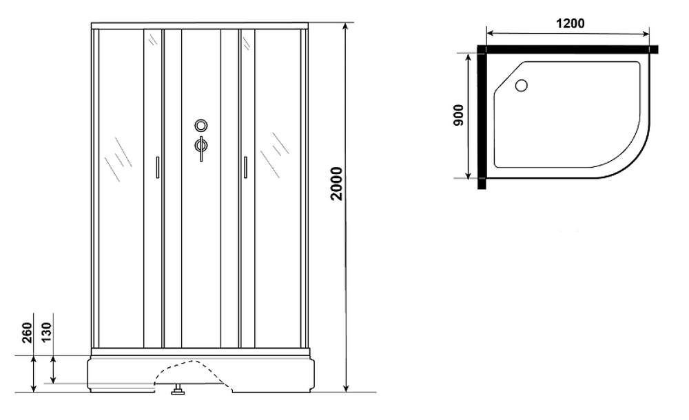 Душевая кабина Niagara Classic 120х90 L NG-33294-14LBKG с гидромассажем